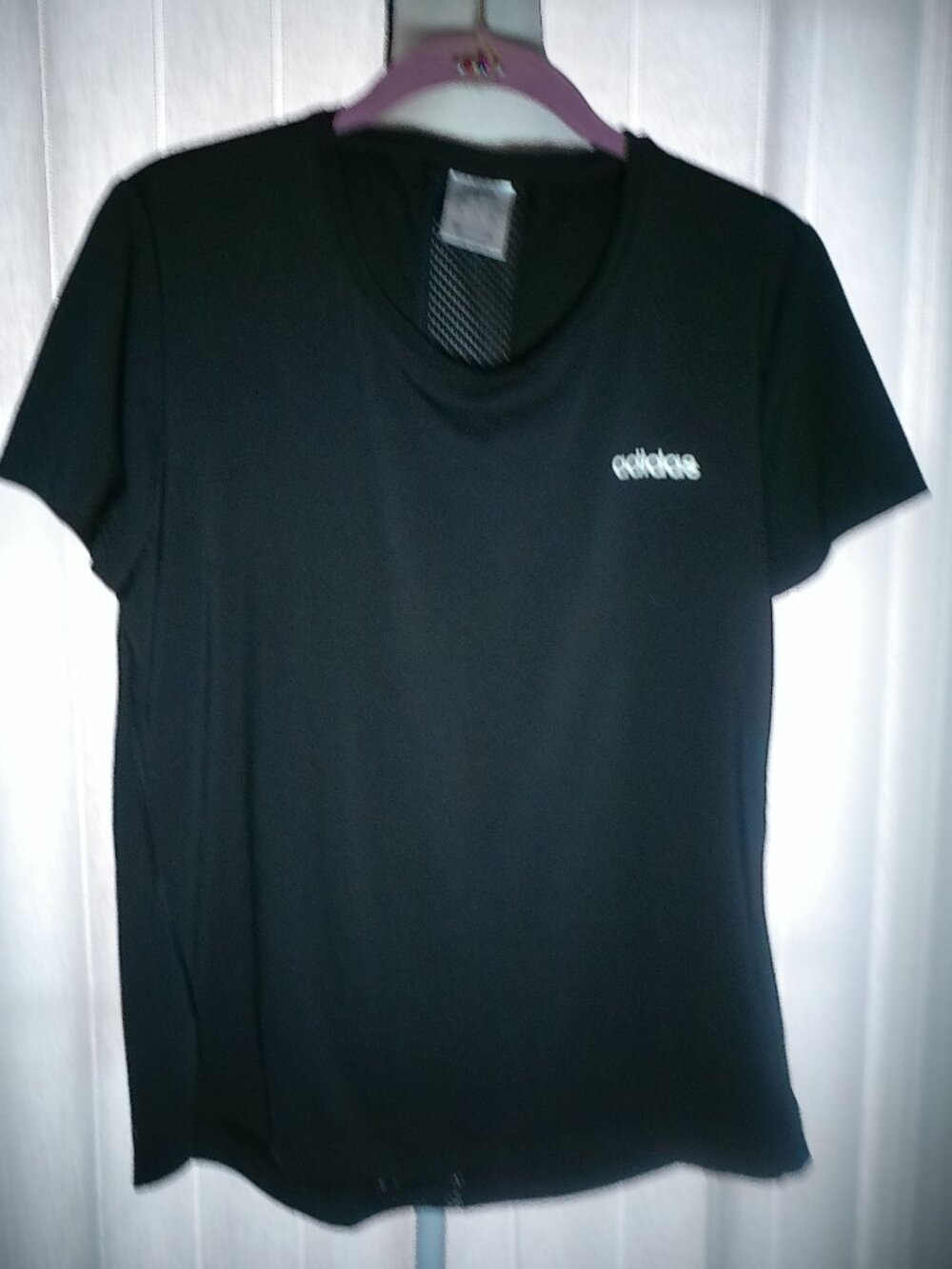 ADIDAS CLIMALITE Tee w/Logo Short Sleeve Scoop Neck Black NWOT M